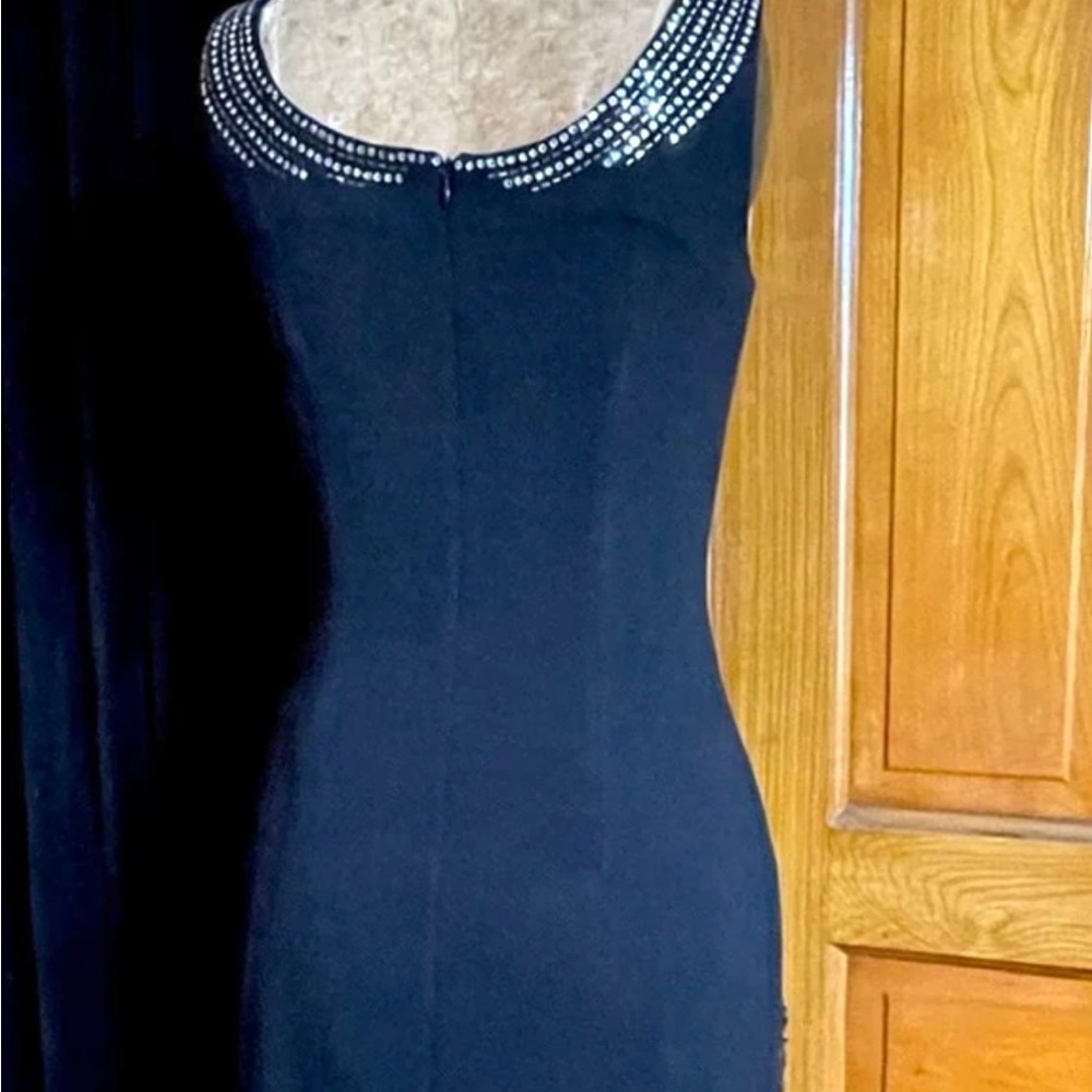 St John Evening Marie Gray rhinestone trimmed cocktail dress Santana knit sz 8 - Picture 3 of 6